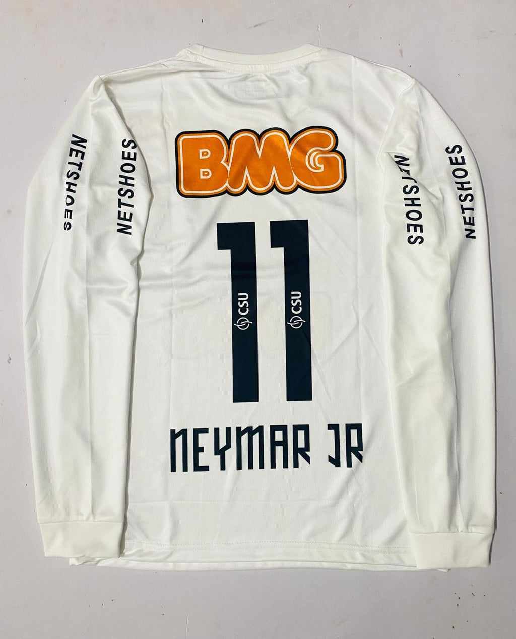 Neymar Jr Santos FC White Retro Long Sleeve Football Jersey
