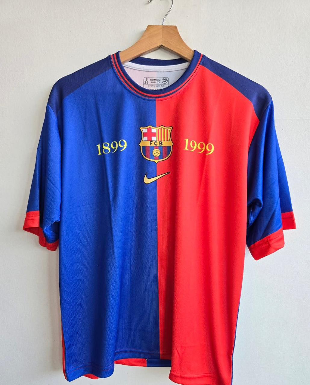 FC BARCELONA 1999 HOME PUYOL ROUND NECK FIVE SLEEVE